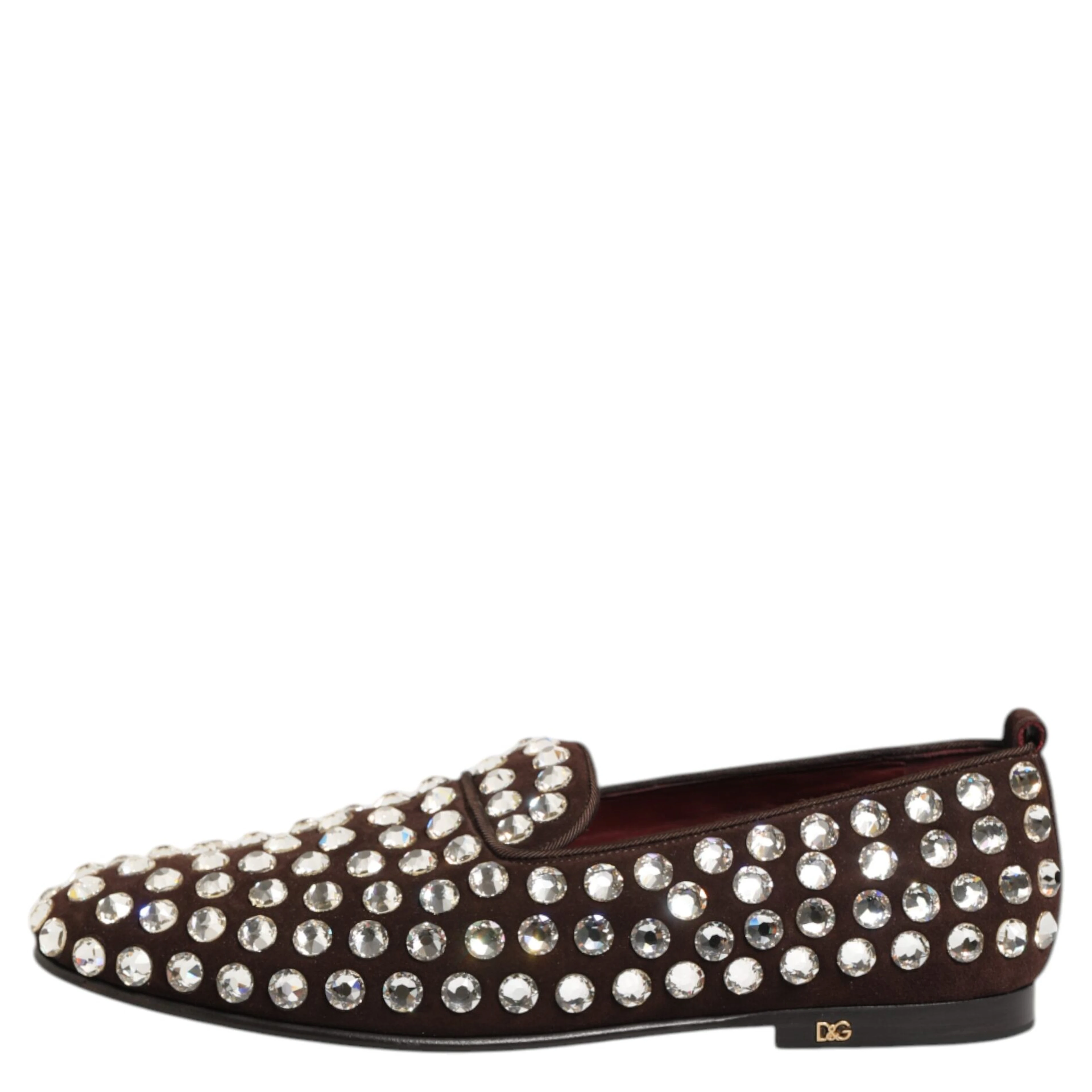 Bordeaux Suede Crystals Loafers Dress Shoes