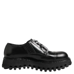 Black Leather Lace Up Derby Men Dress Shoes