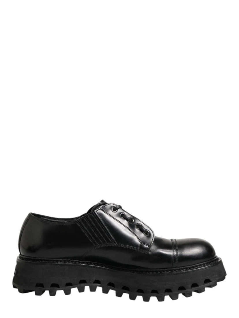 Black Leather Lace Up Derby Men Dress Shoes