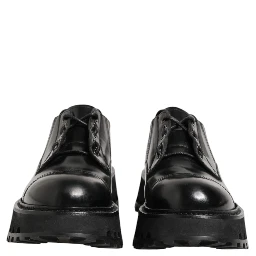 Black Leather Lace Up Derby Men Dress Shoes