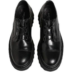 Black Leather Lace Up Derby Men Dress Shoes