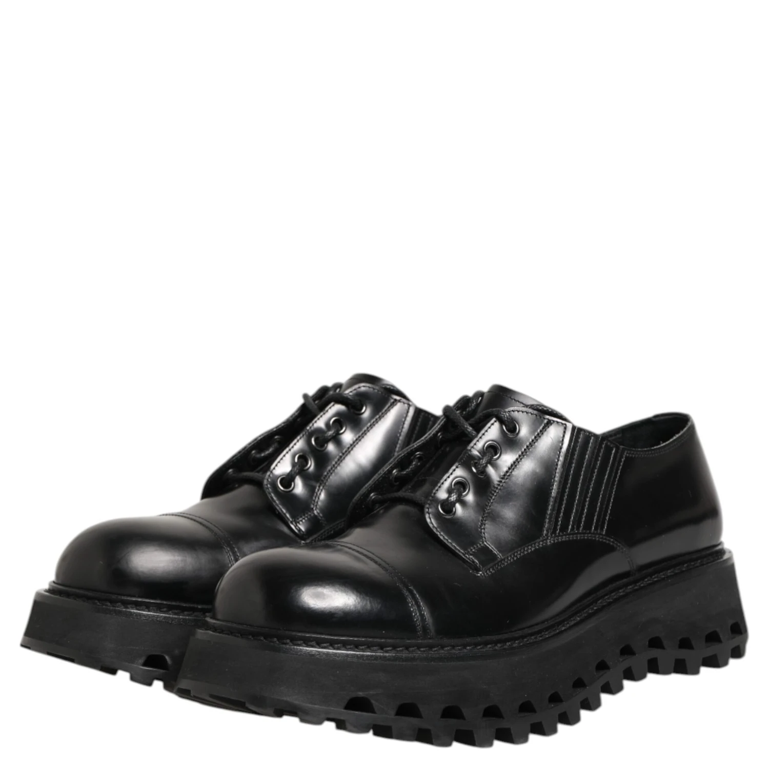 Black Leather Lace Up Derby Men Dress Shoes