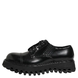 Black Leather Lace Up Derby Men Dress Shoes