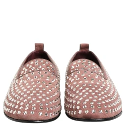 Pink Suede Crystals Loafers Men Dress Shoes