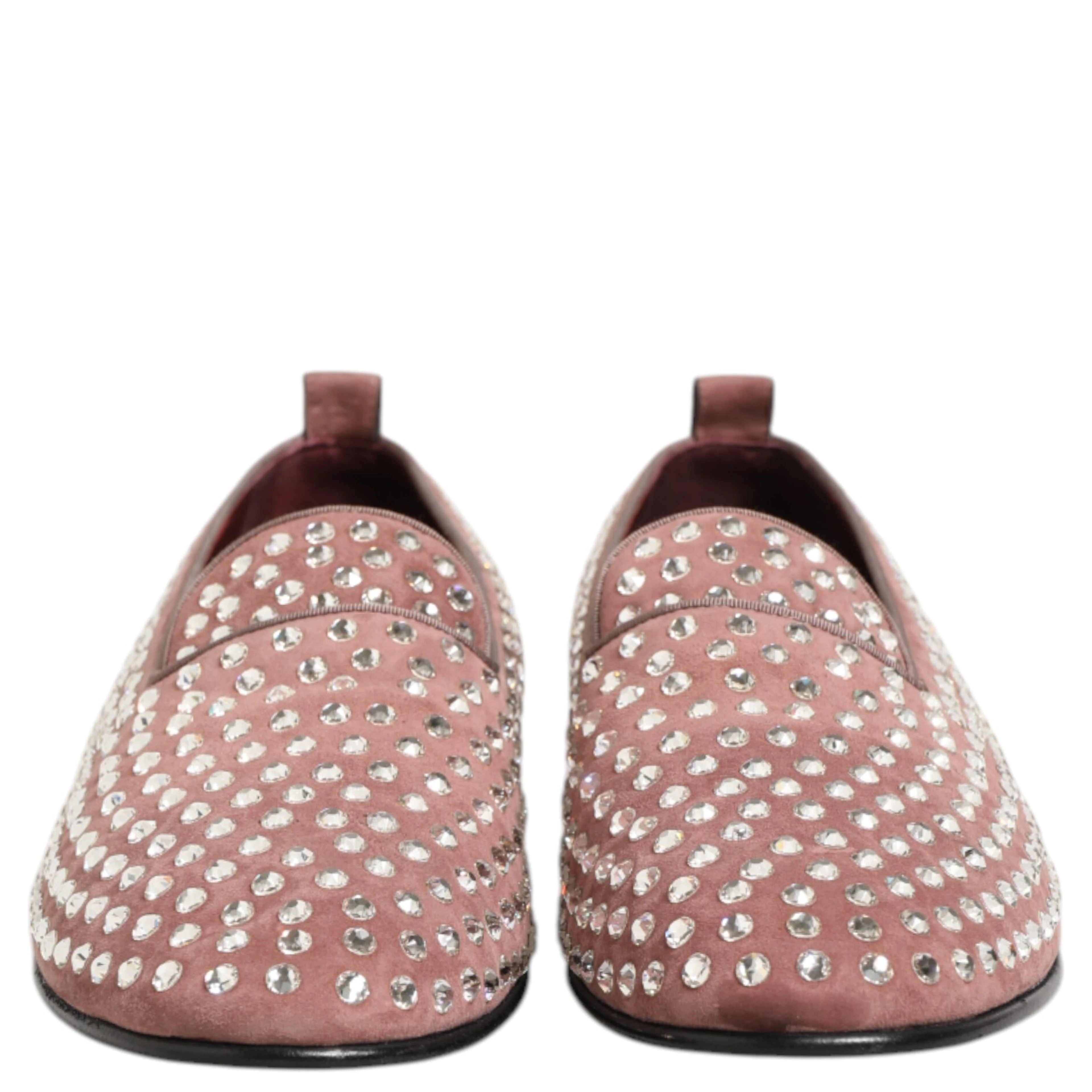 Pink Suede Crystals Loafers Men Dress Shoes