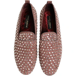 Pink Suede Crystals Loafers Men Dress Shoes