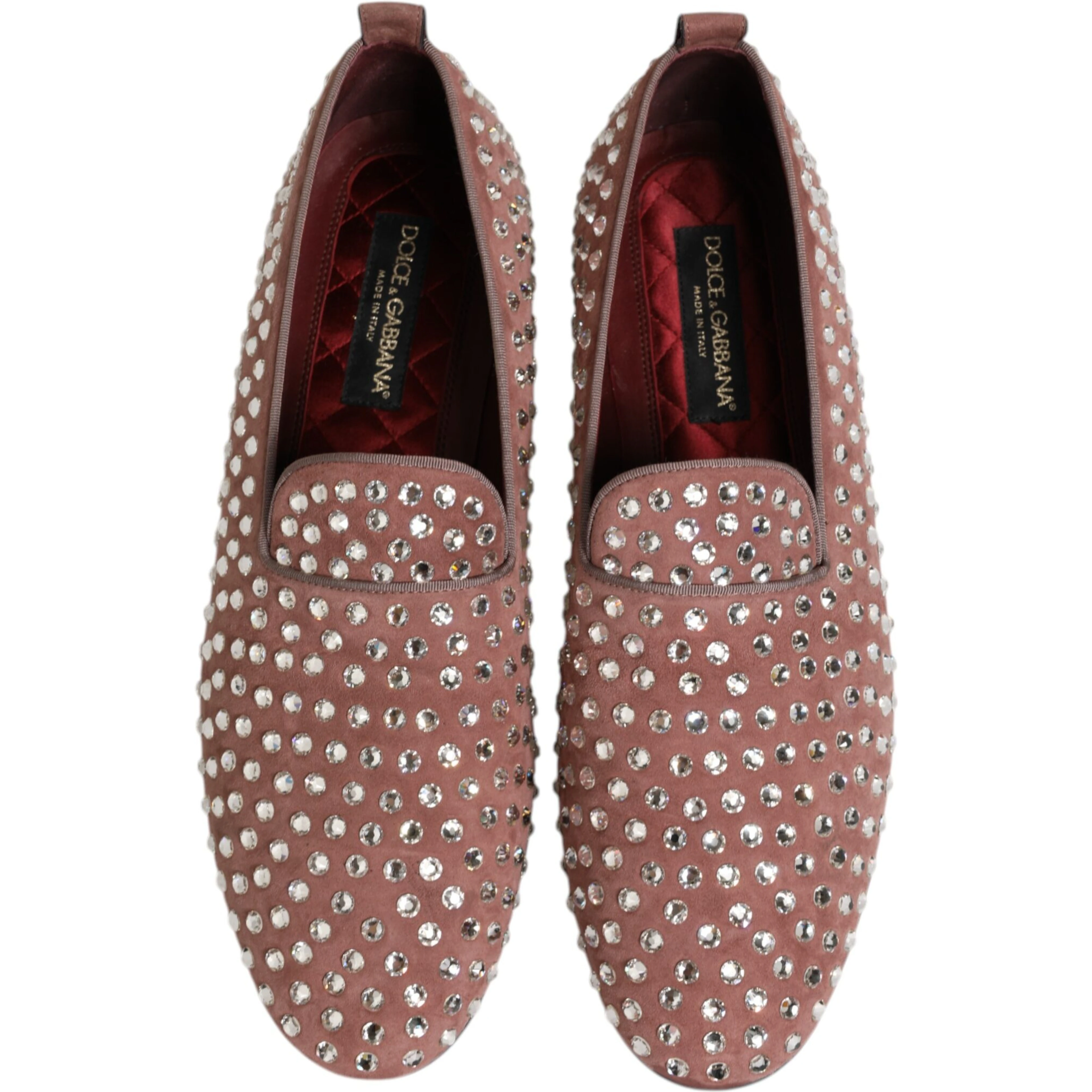 Pink Suede Crystals Loafers Men Dress Shoes