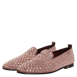 Pink Suede Crystals Loafers Men Dress Shoes