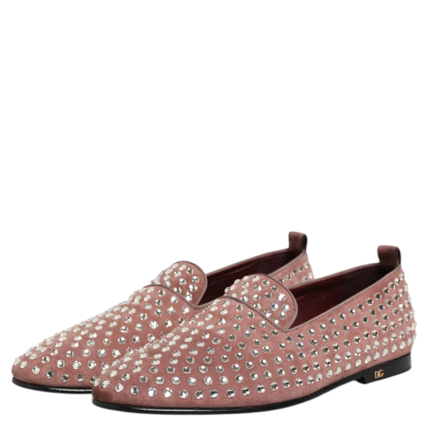 Pink Suede Crystals Loafers Men Dress Shoes