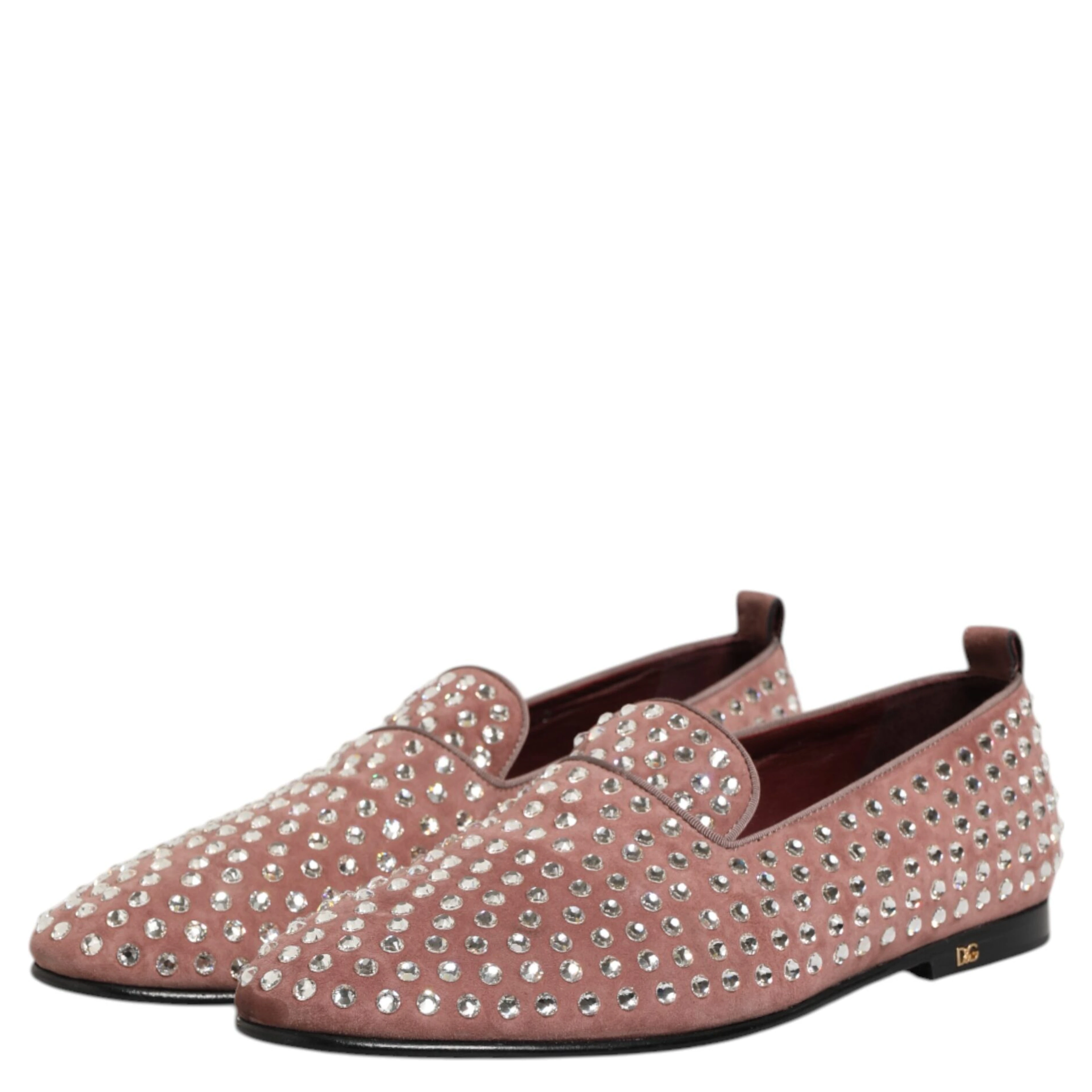 Pink Suede Crystals Loafers Men Dress Shoes