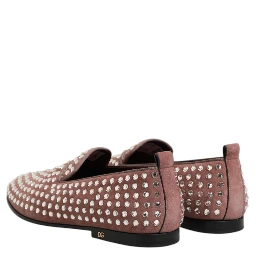 Pink Suede Crystals Loafers Men Dress Shoes