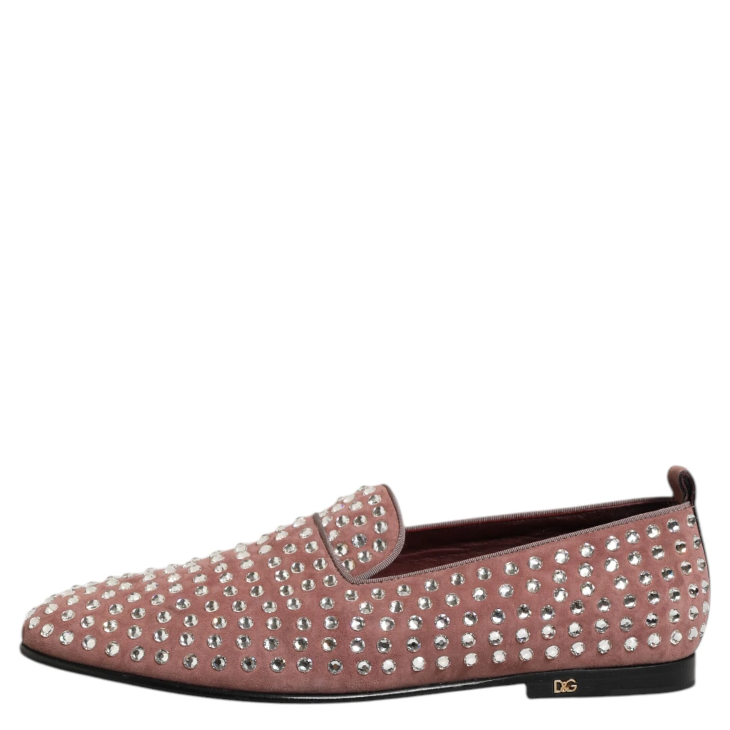 Pink Suede Crystals Loafers Men Dress Shoes