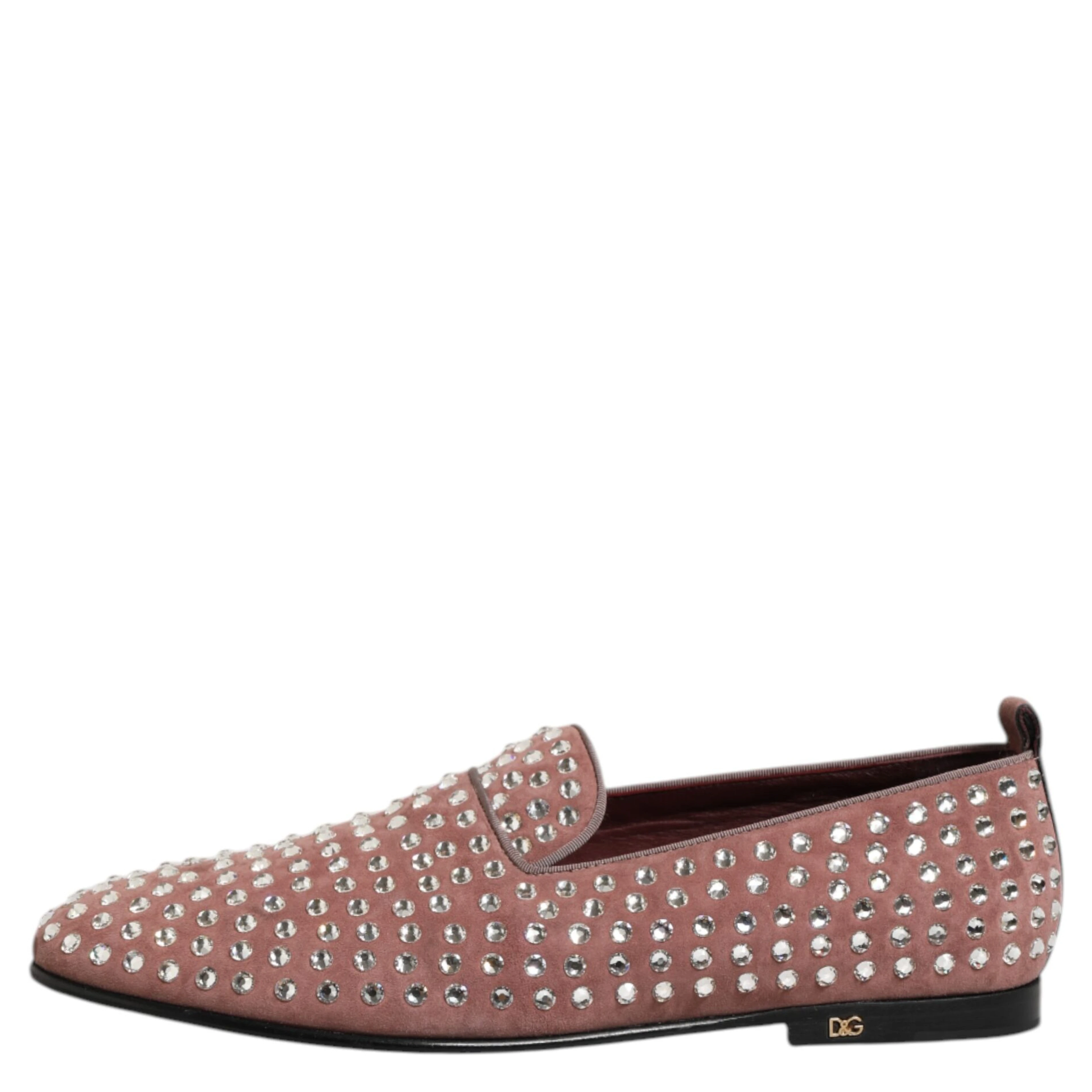 Pink Suede Crystals Loafers Men Dress Shoes