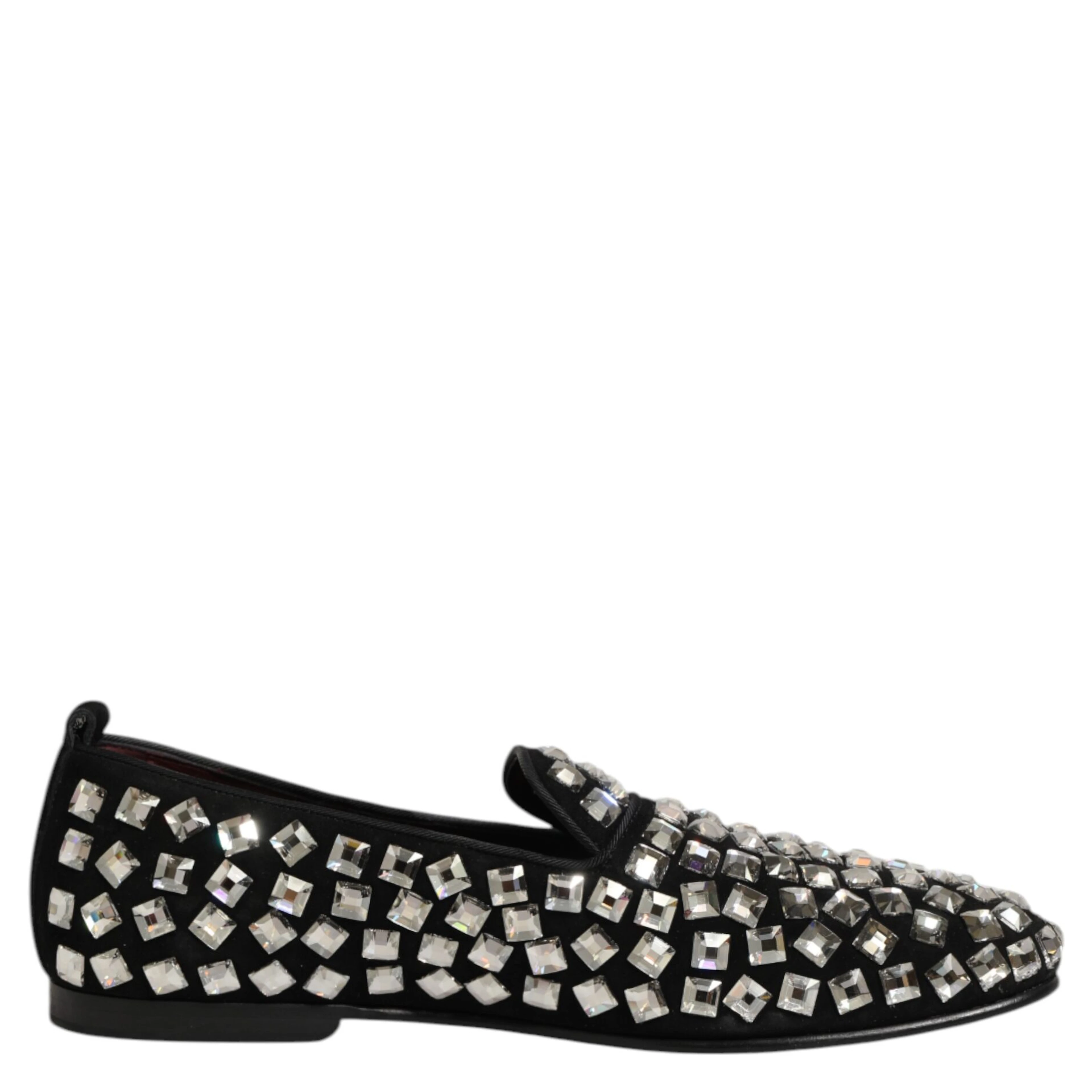 Black Suede Crystals Loafers Men Dress Shoes