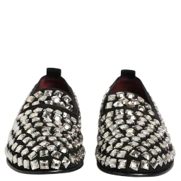 Black Suede Crystals Loafers Men Dress Shoes