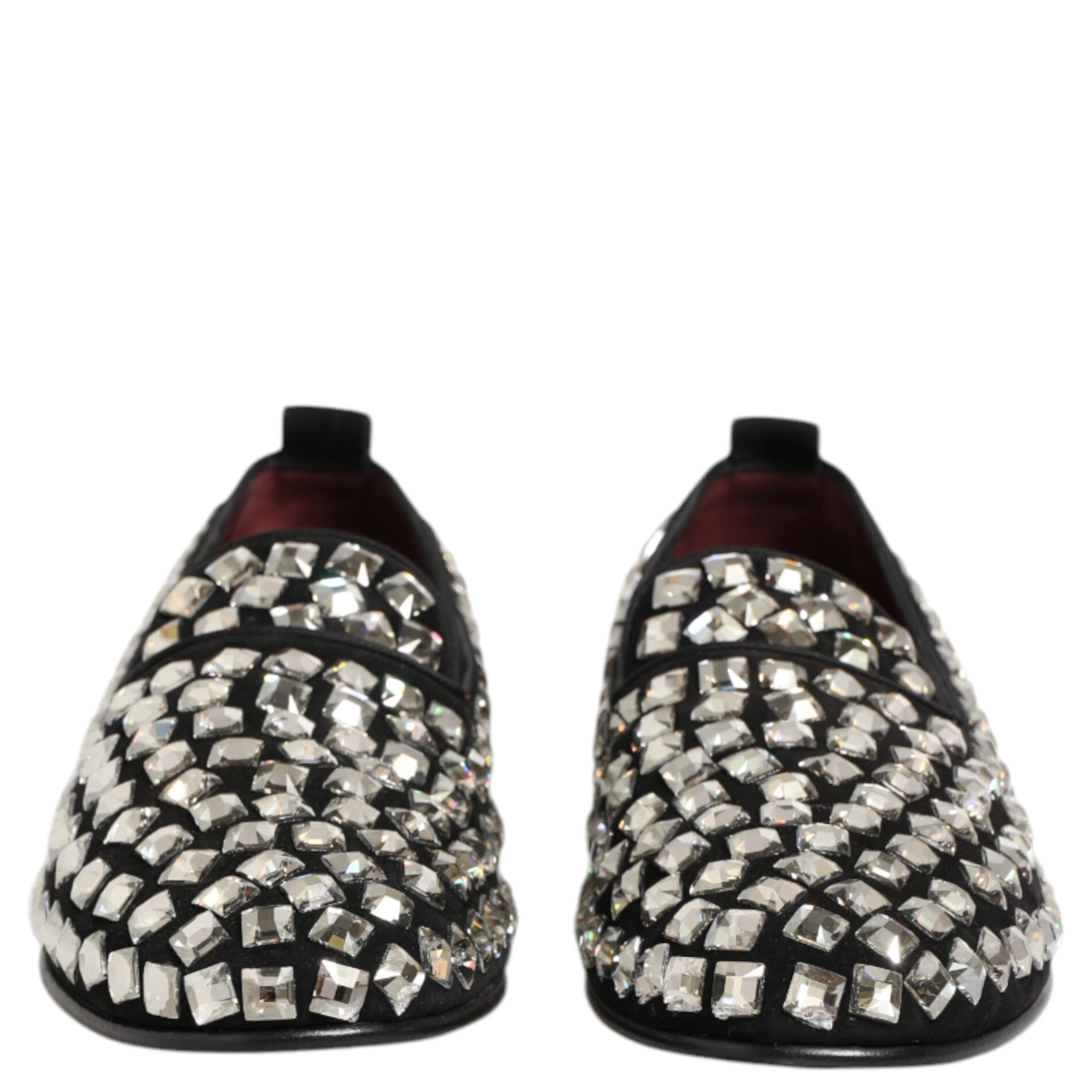 Black Suede Crystals Loafers Men Dress Shoes