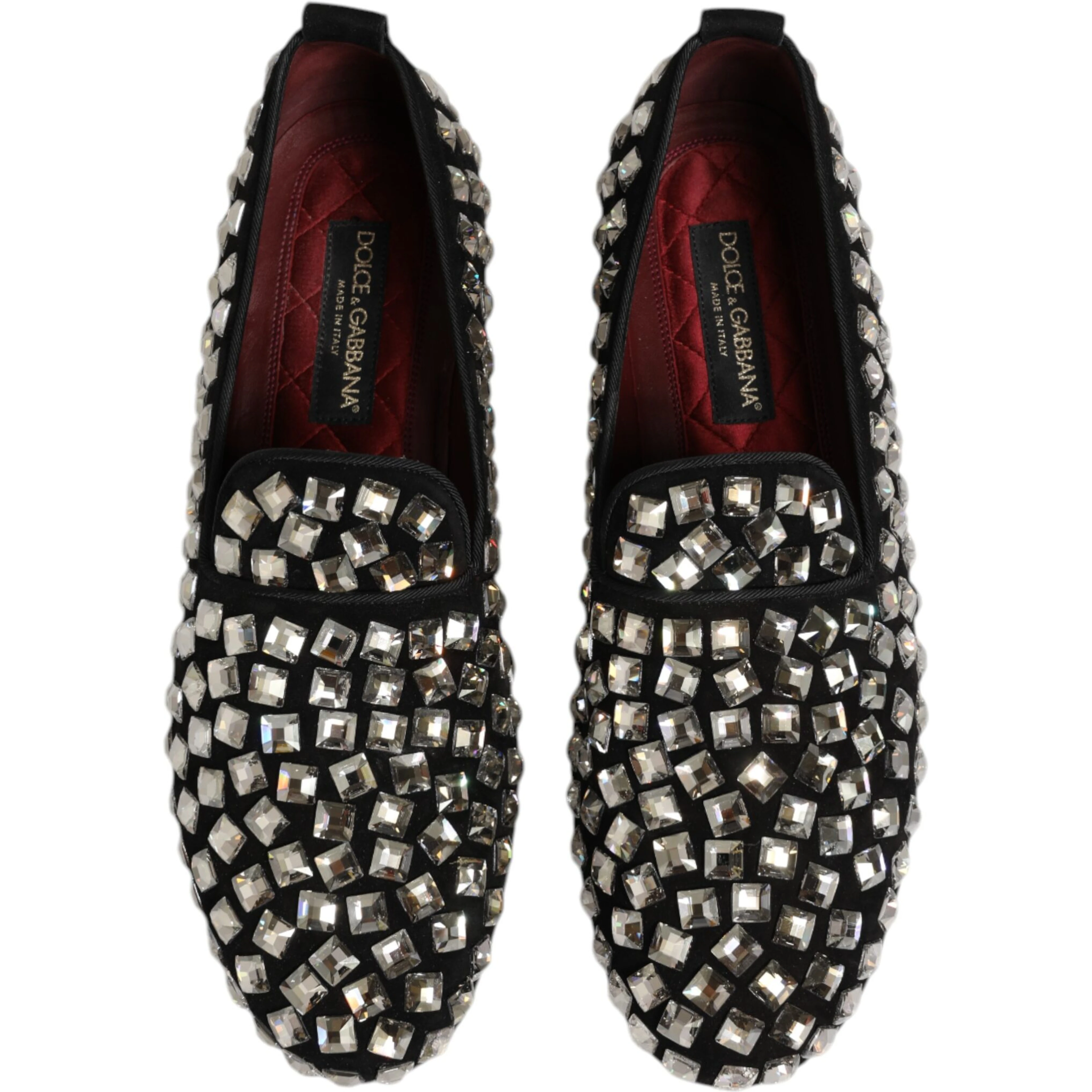 Black Suede Crystals Loafers Men Dress Shoes