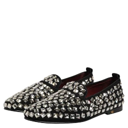 Black Suede Crystals Loafers Men Dress Shoes