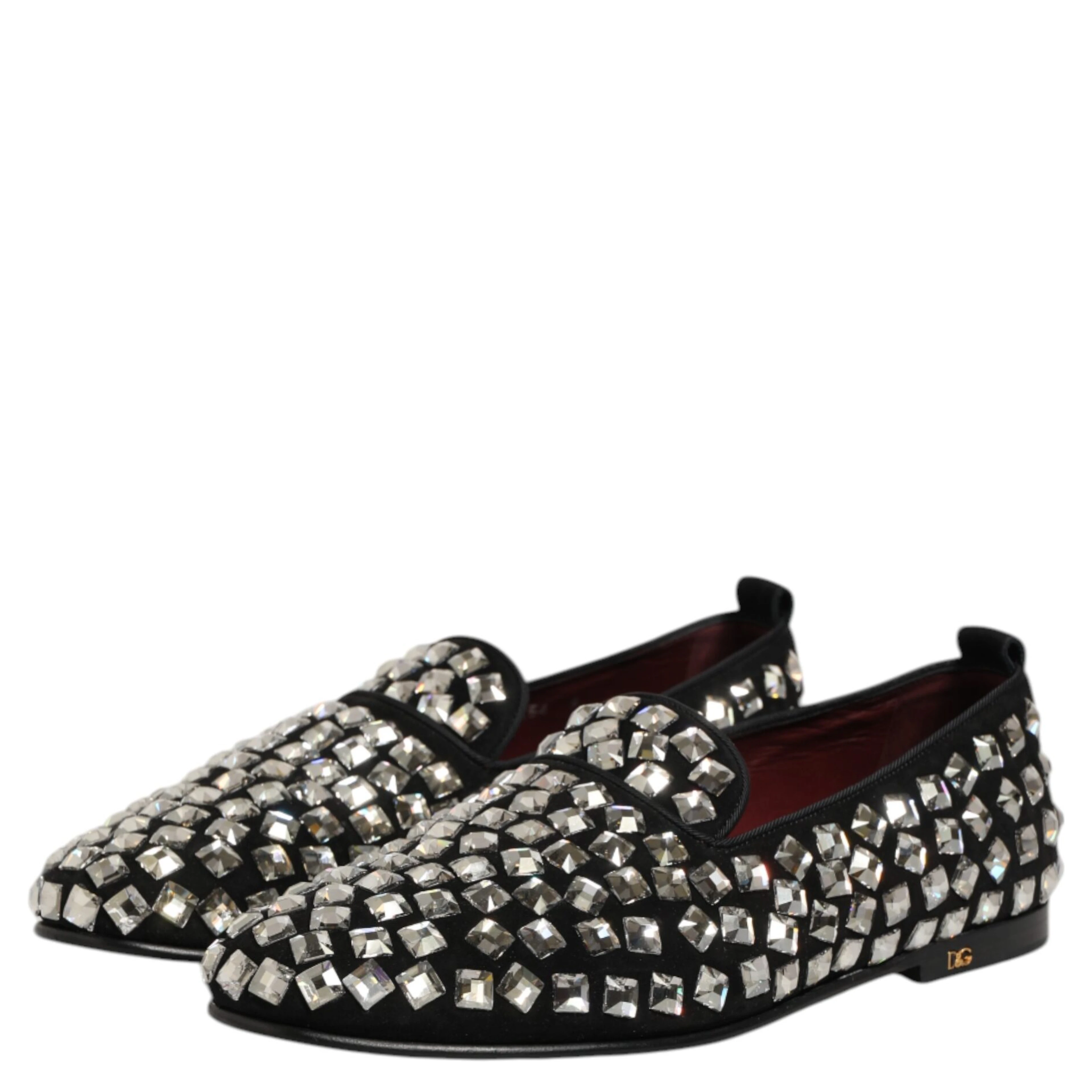 Black Suede Crystals Loafers Men Dress Shoes