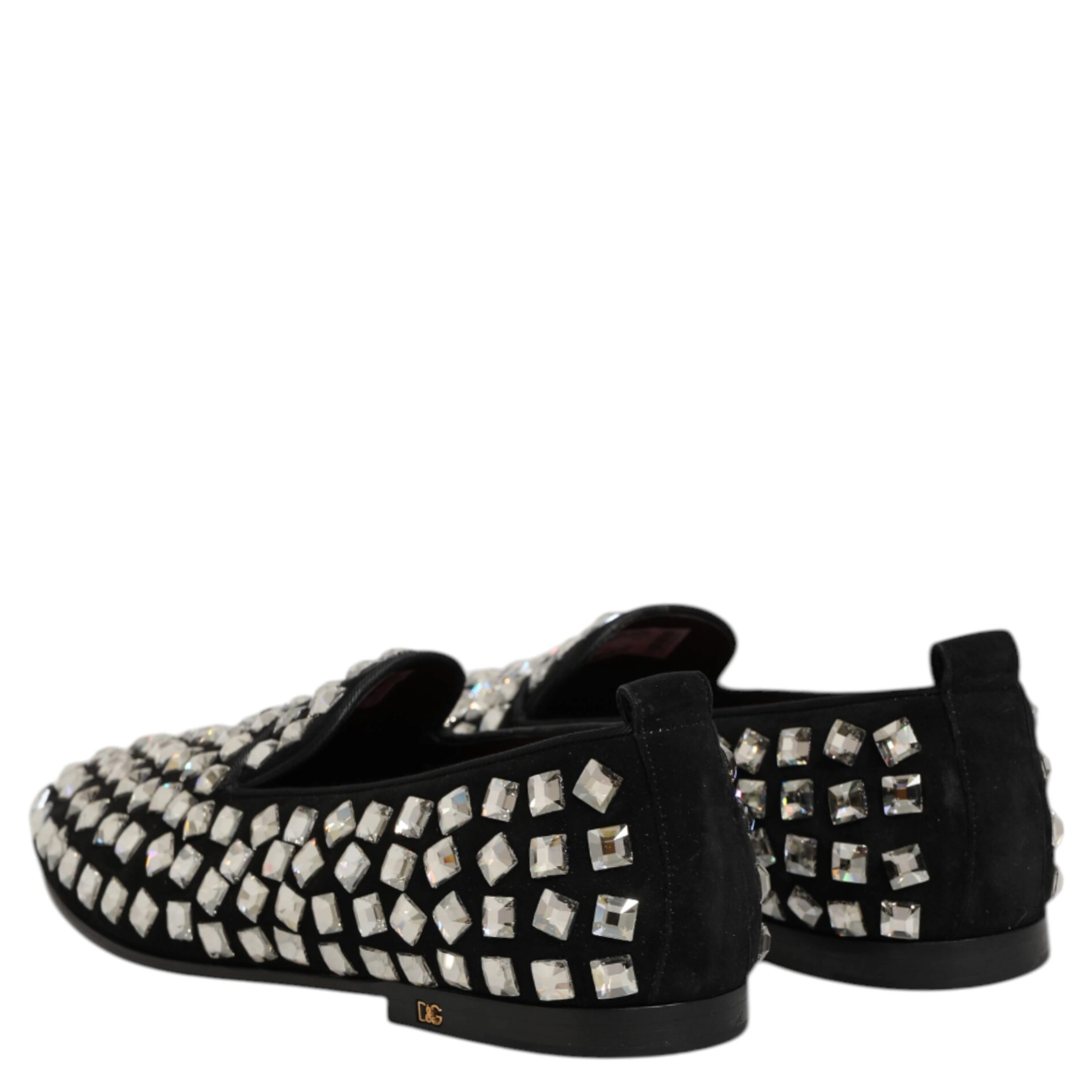 Black Suede Crystals Loafers Men Dress Shoes