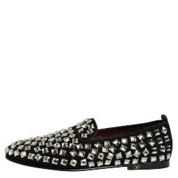 Black Suede Crystals Loafers Men Dress Shoes