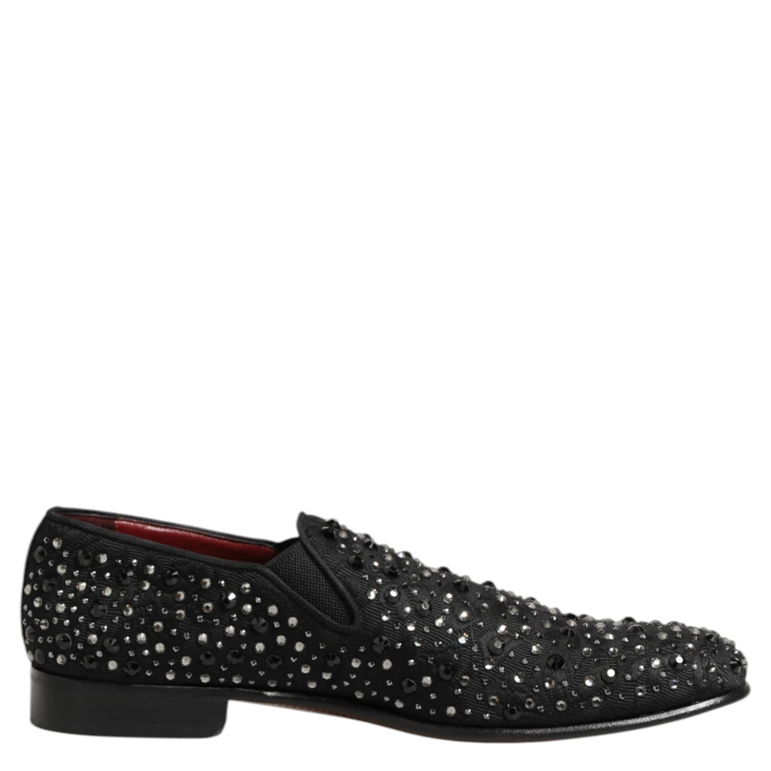 Black Suede Crystal Embellished Loafer Shoes