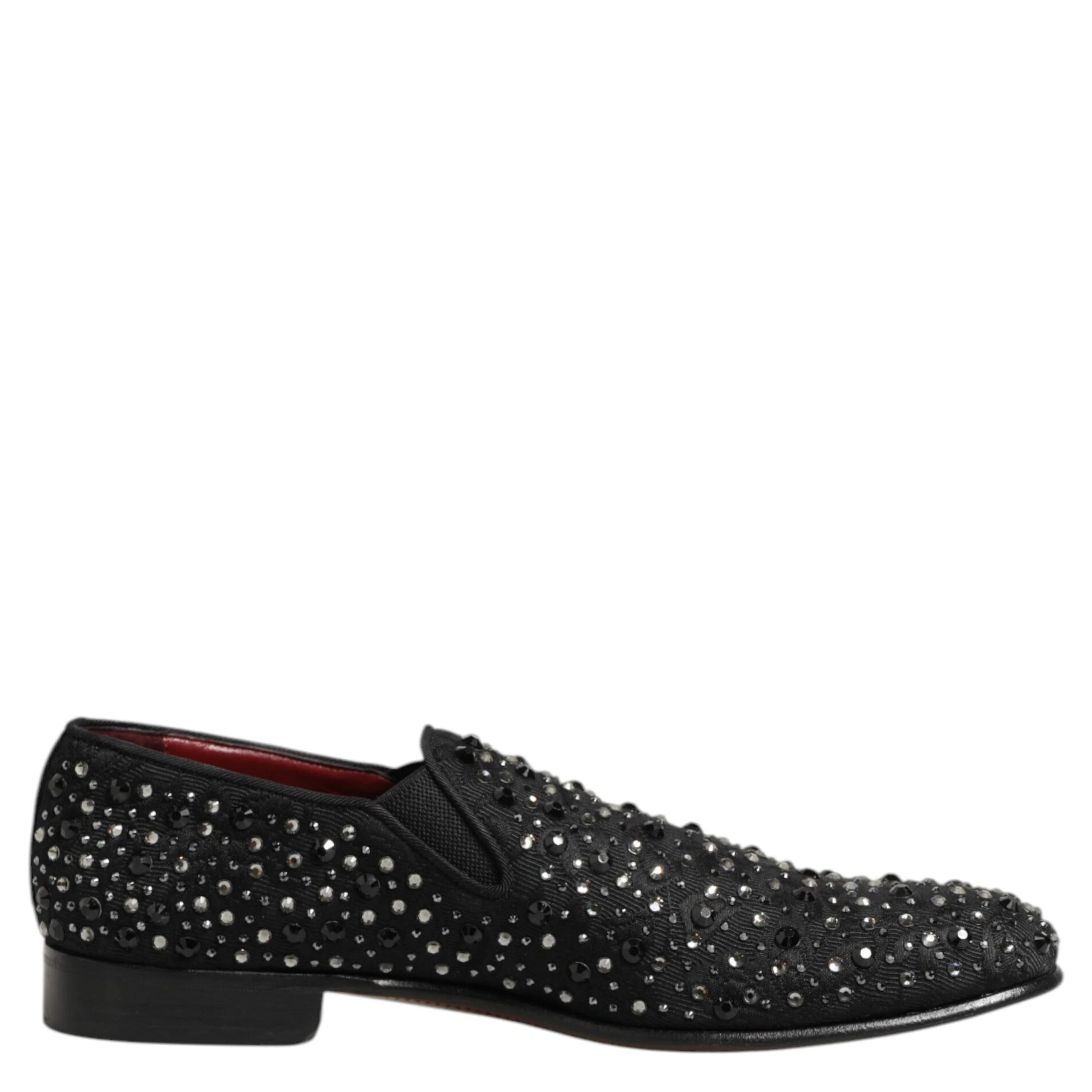 Black Suede Crystal Embellished Loafer Shoes