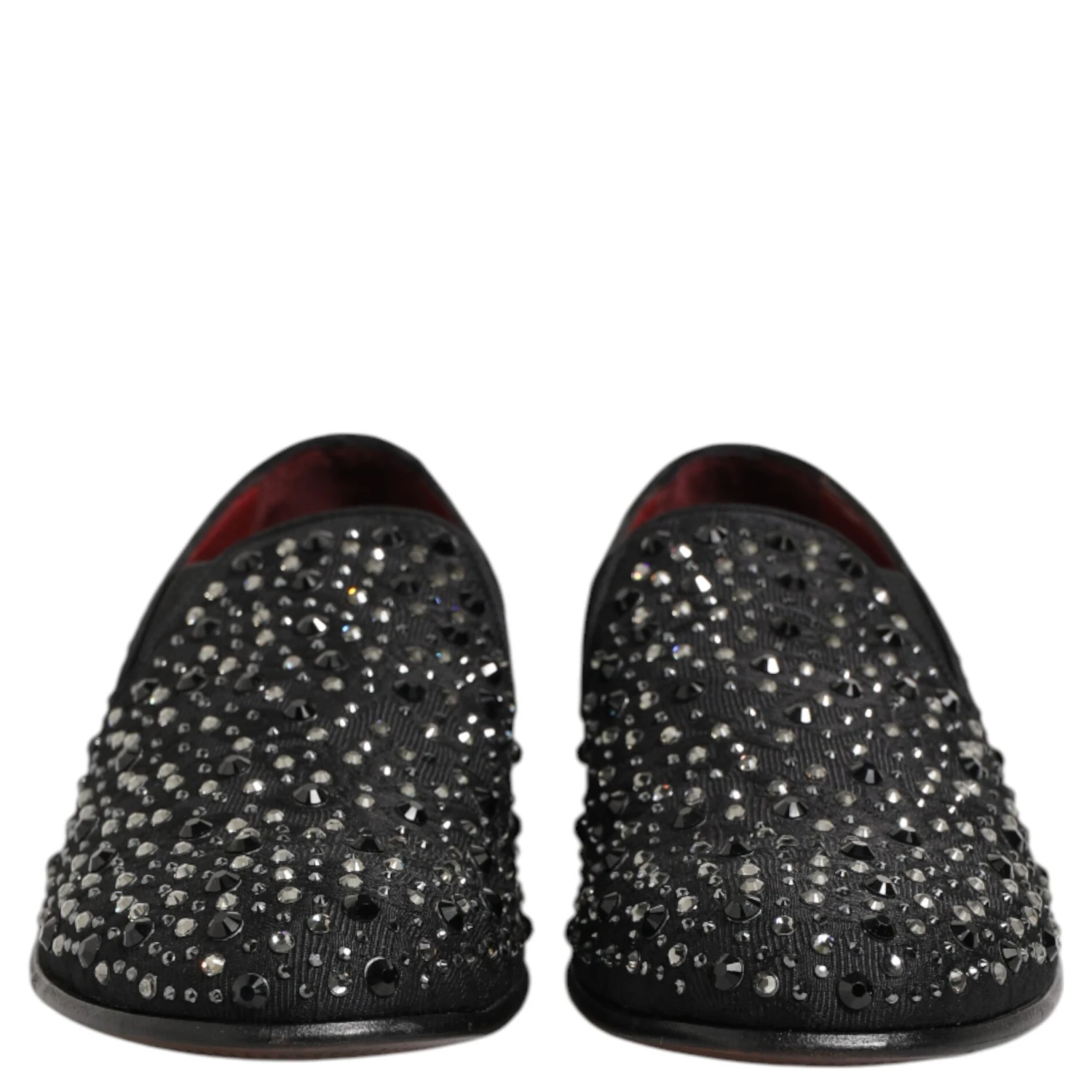 Black Suede Crystal Embellished Loafer Shoes