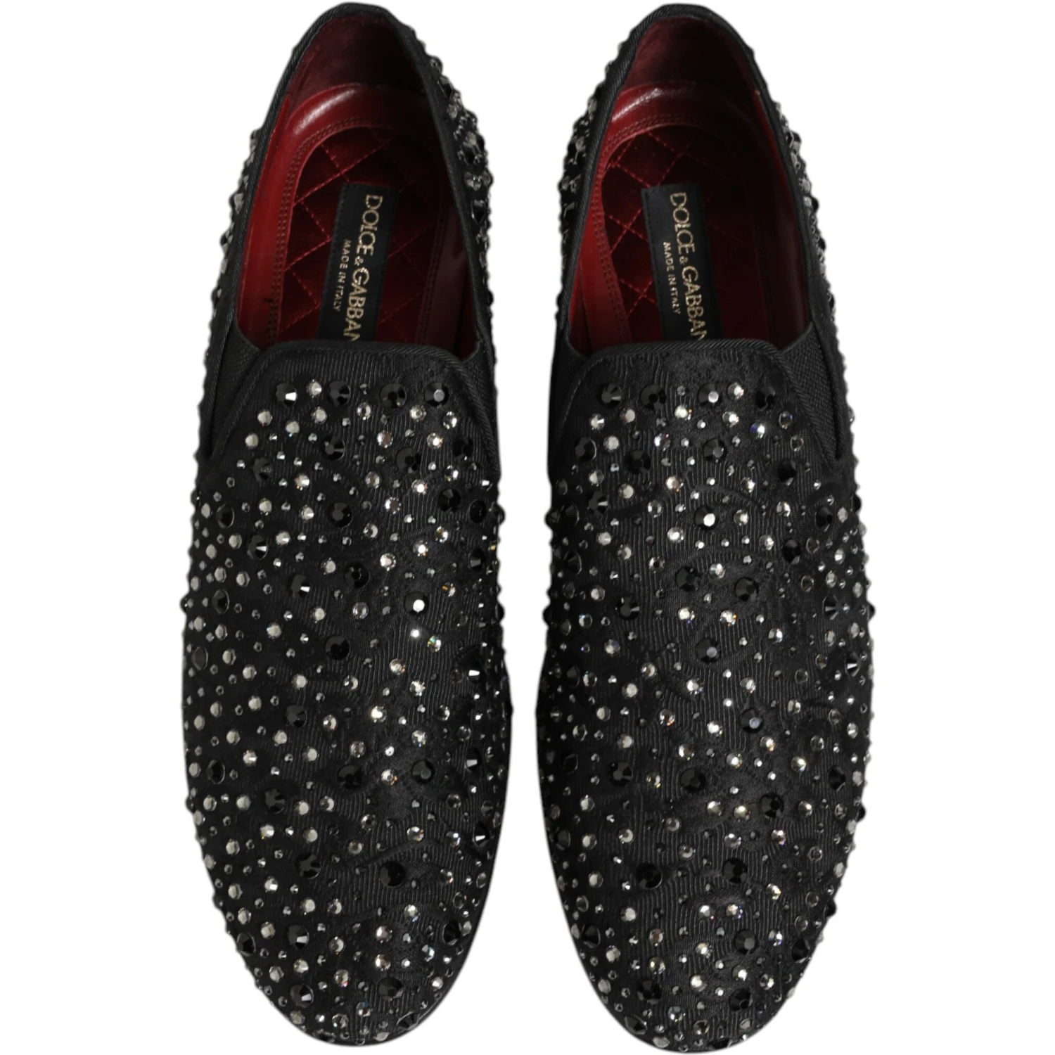 Black Suede Crystal Embellished Loafer Shoes