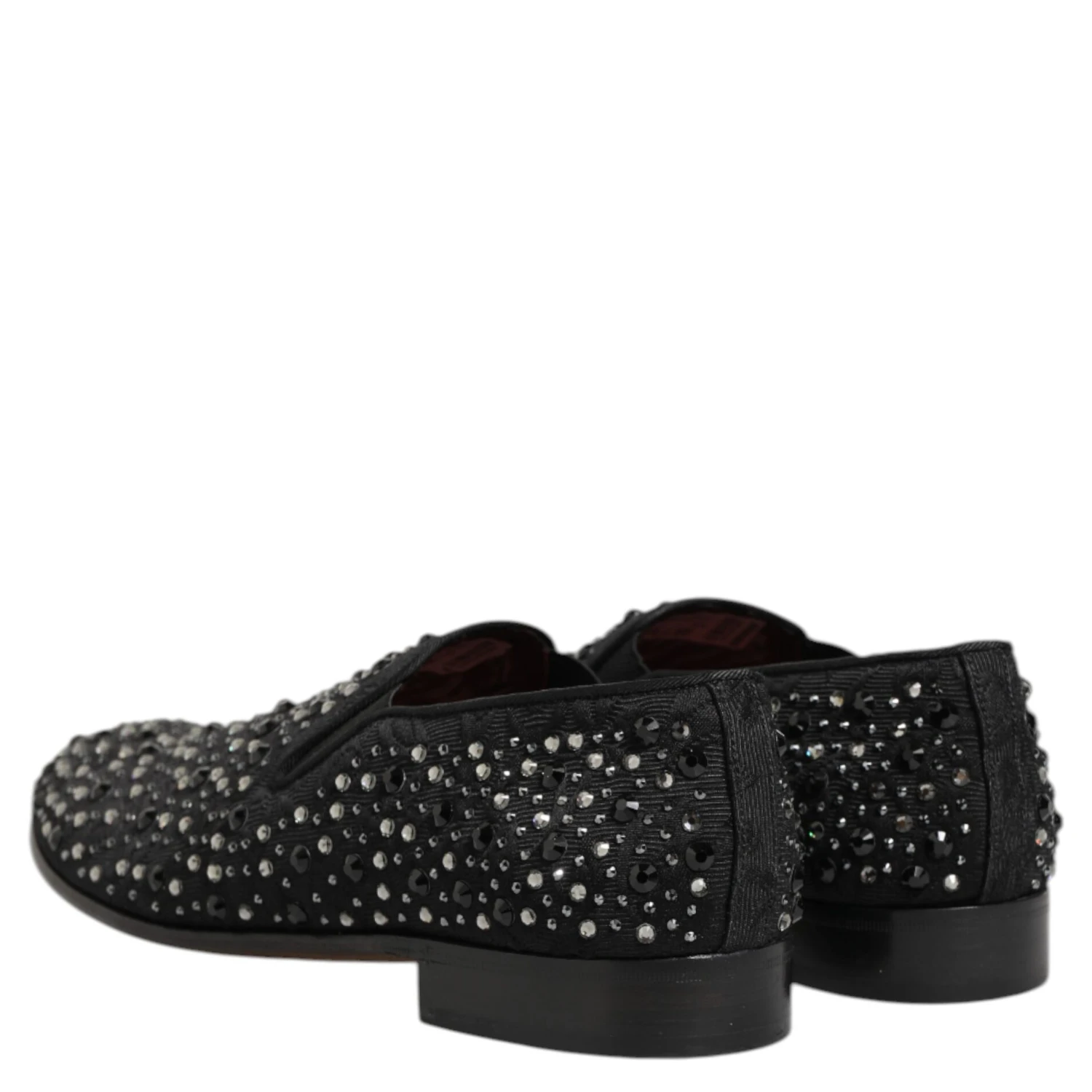Black Suede Crystal Embellished Loafer Shoes
