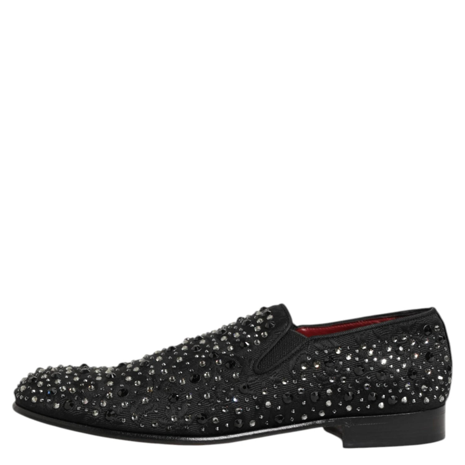 Black Suede Crystal Embellished Loafer Shoes