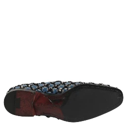 Blue Velvet Crystal Detailing Loafer Men Shoes