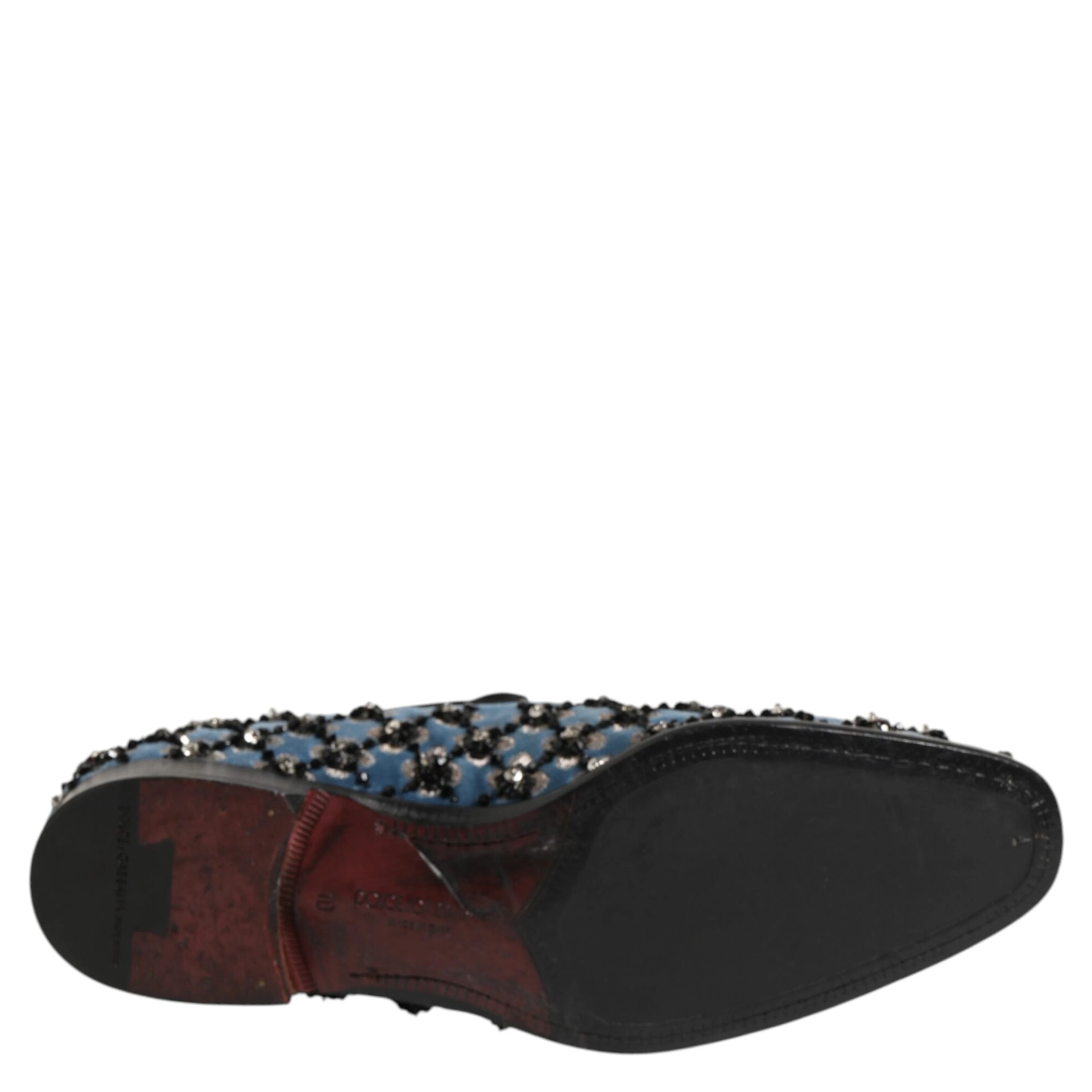 Blue Velvet Crystal Detailing Loafer Men Shoes