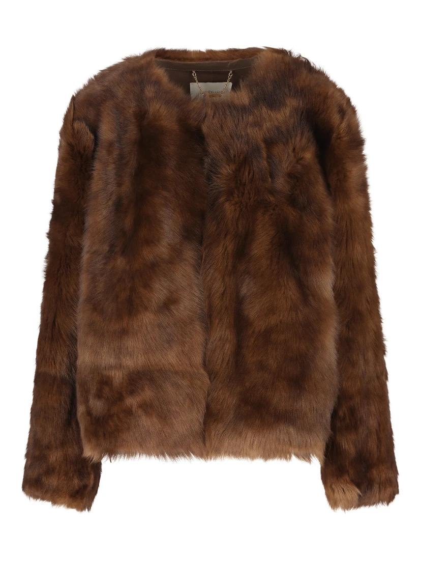 Hypnotic Tip Shearling Leather Jacket In Brown