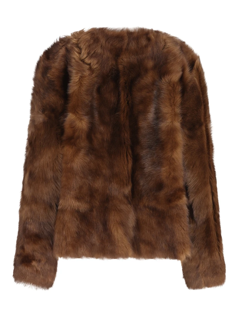 Hypnotic Tip Shearling Leather Jacket In Brown