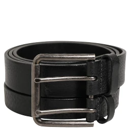 Black Double Strap Leather Silver Buckle Belt