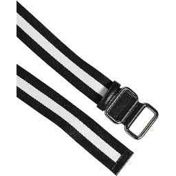 Black White Striped Metal Buckle Men Belt