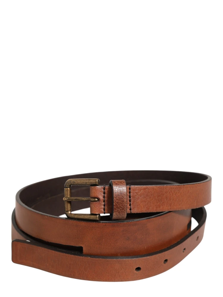 Brown Double Strap Leather Gold Buckle Belt alternative