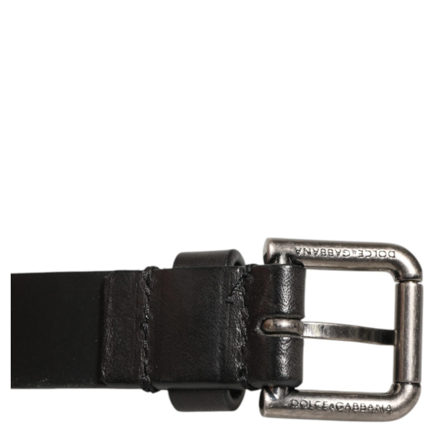 Black Double Strap Leather Silver Buckle Belt