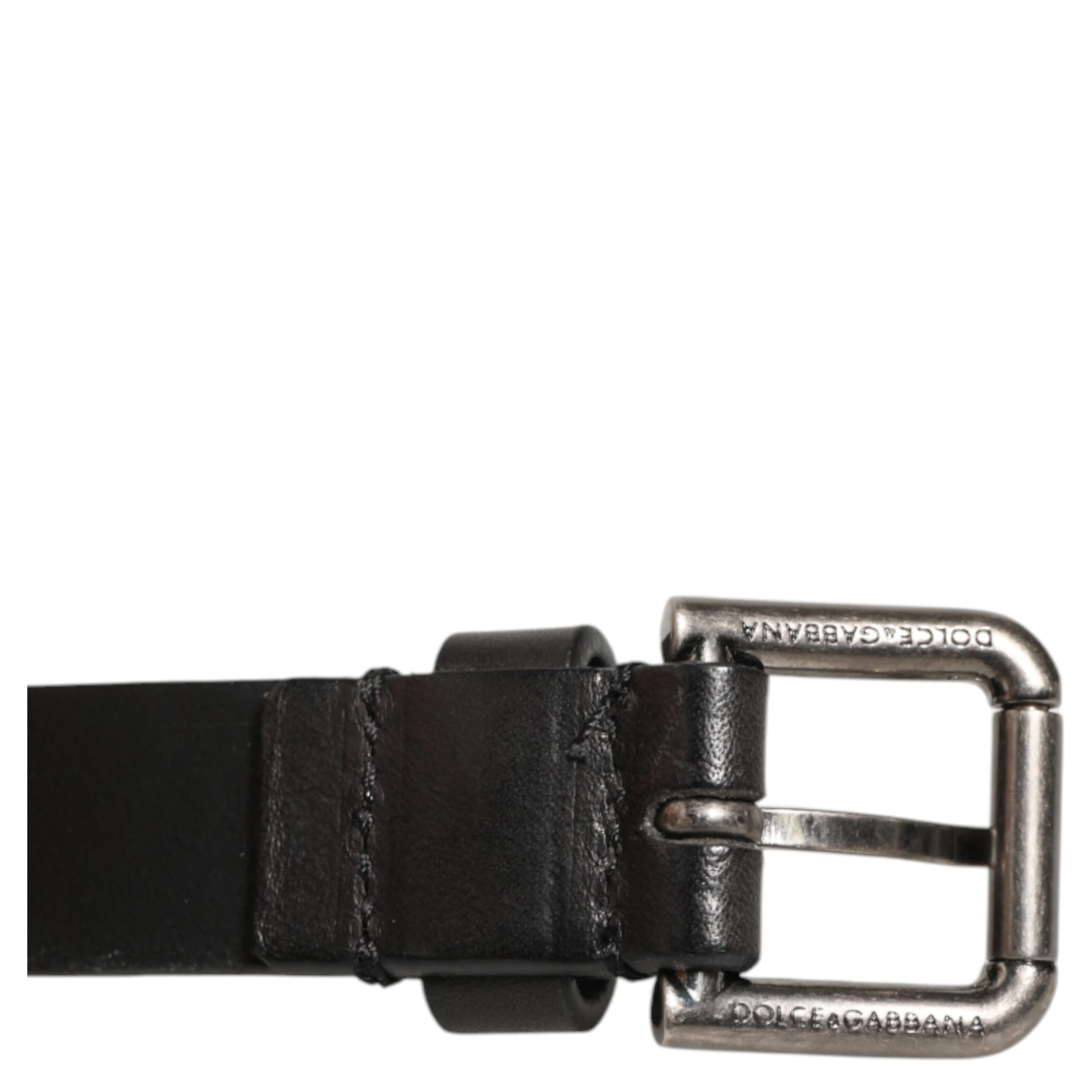 Black Double Strap Leather Silver Buckle Belt