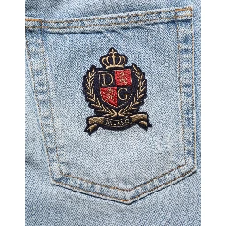Blue Cotton Distressed Denim Bermuda  Shorts