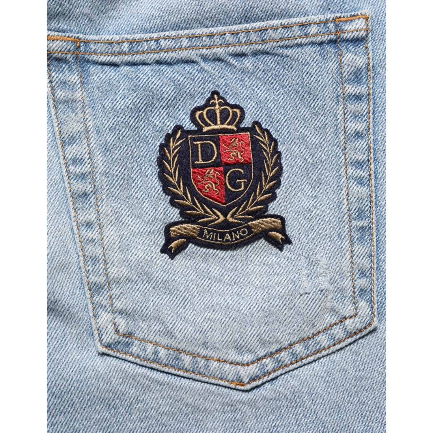 Blue Cotton Distressed Denim Bermuda  Shorts