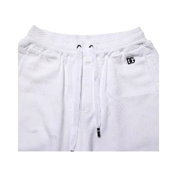 White Cotton Ripped Bermuda Sweatpants Shorts