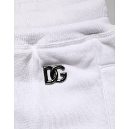 White Cotton Ripped Bermuda Sweatpants Shorts