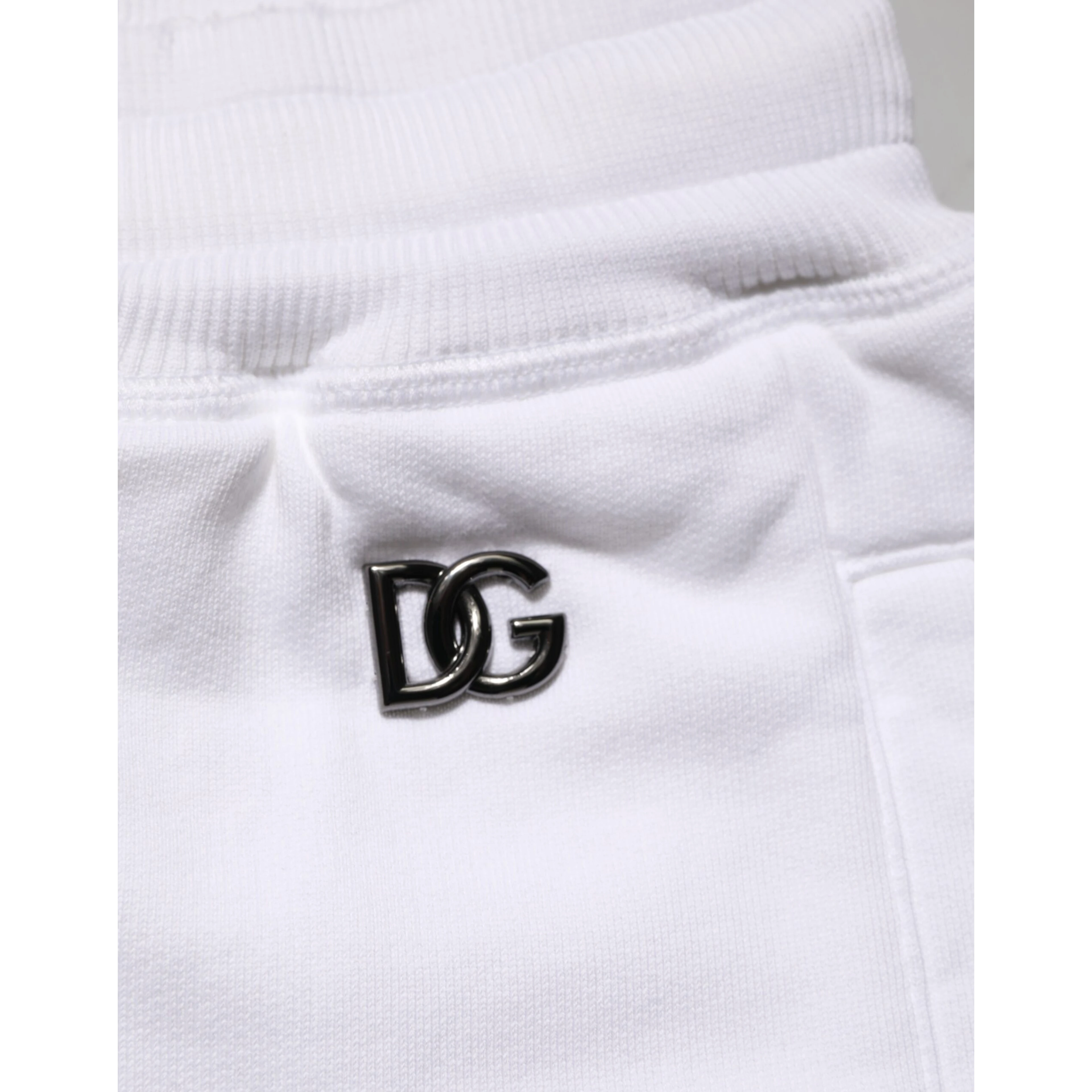 White Cotton Ripped Bermuda Sweatpants Shorts