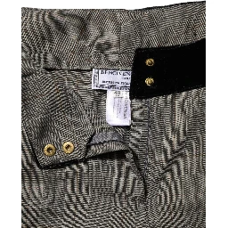 Gray Wool Blend Plaid Straight Leg Velvet Waist Pants