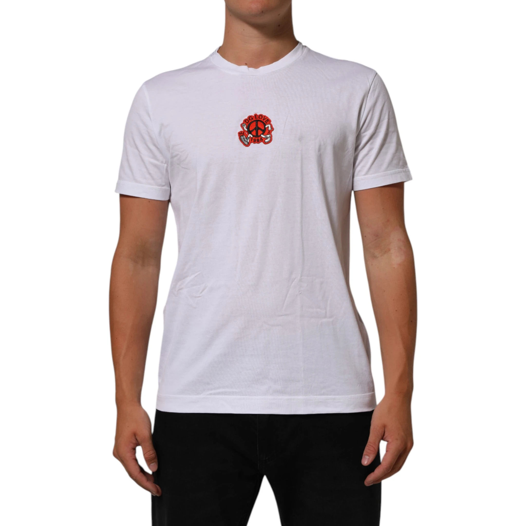White Cotton DG Love Patch Crew Neck T-shirt