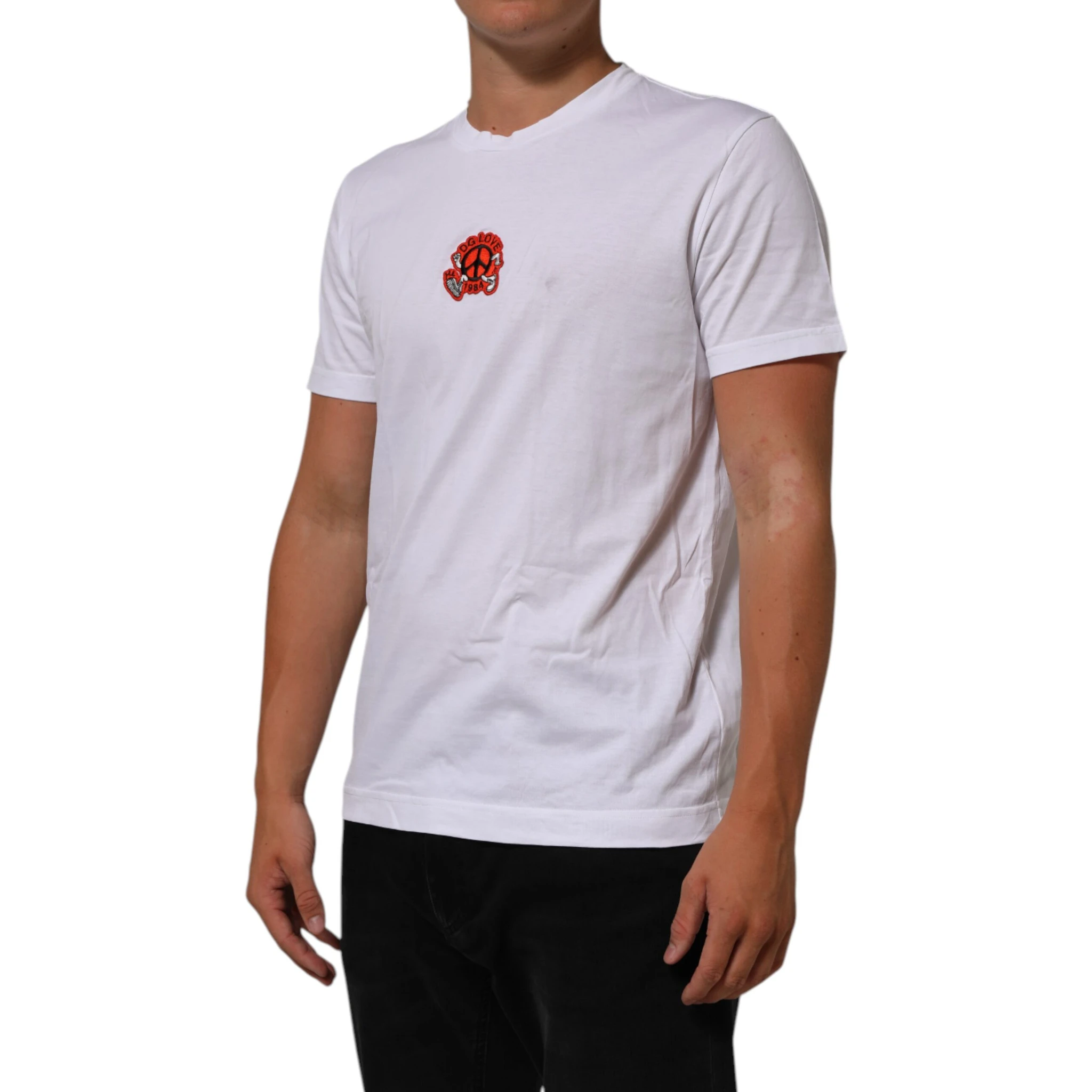 White Cotton DG Love Patch Crew Neck T-shirt