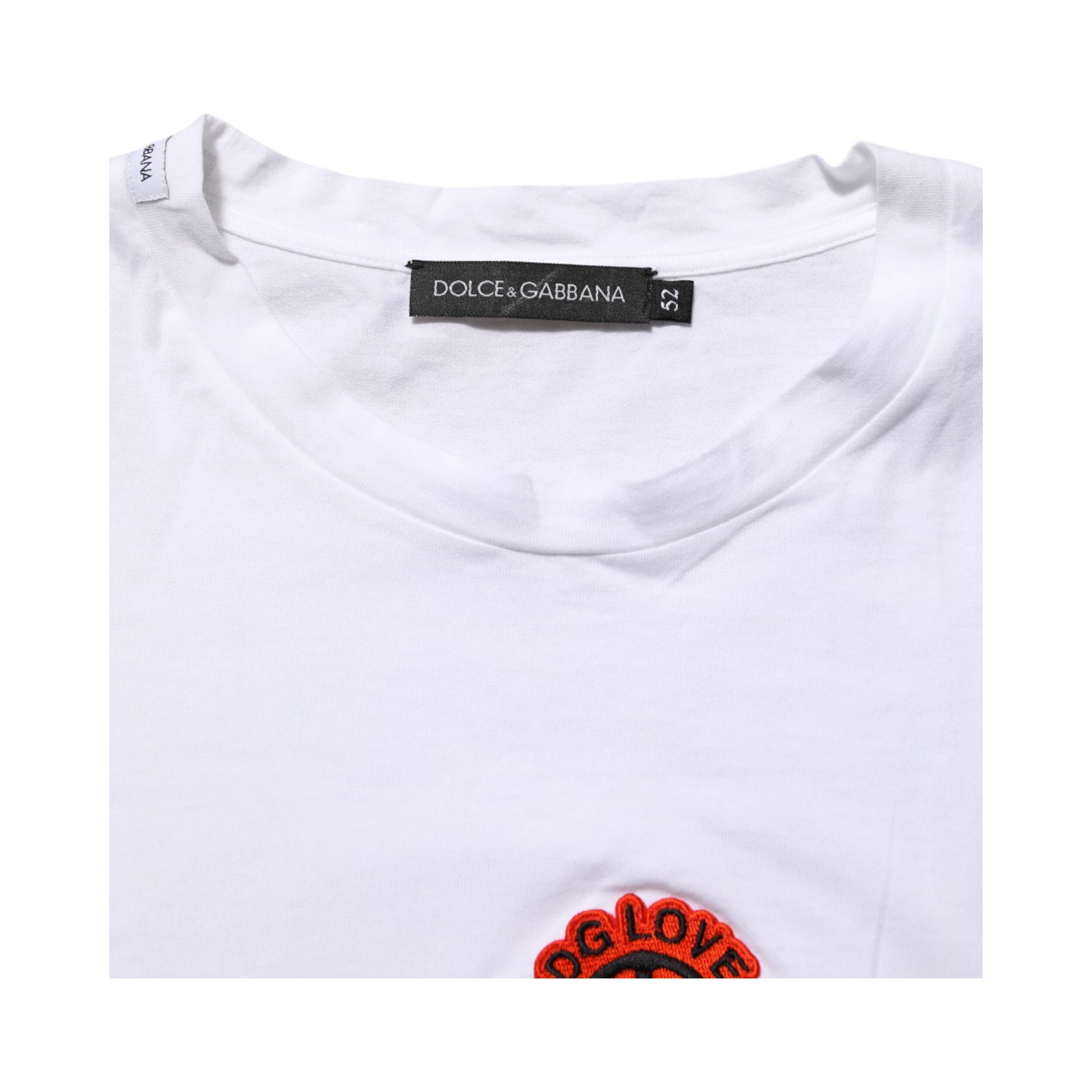 White Cotton DG Love Patch Crew Neck T-shirt