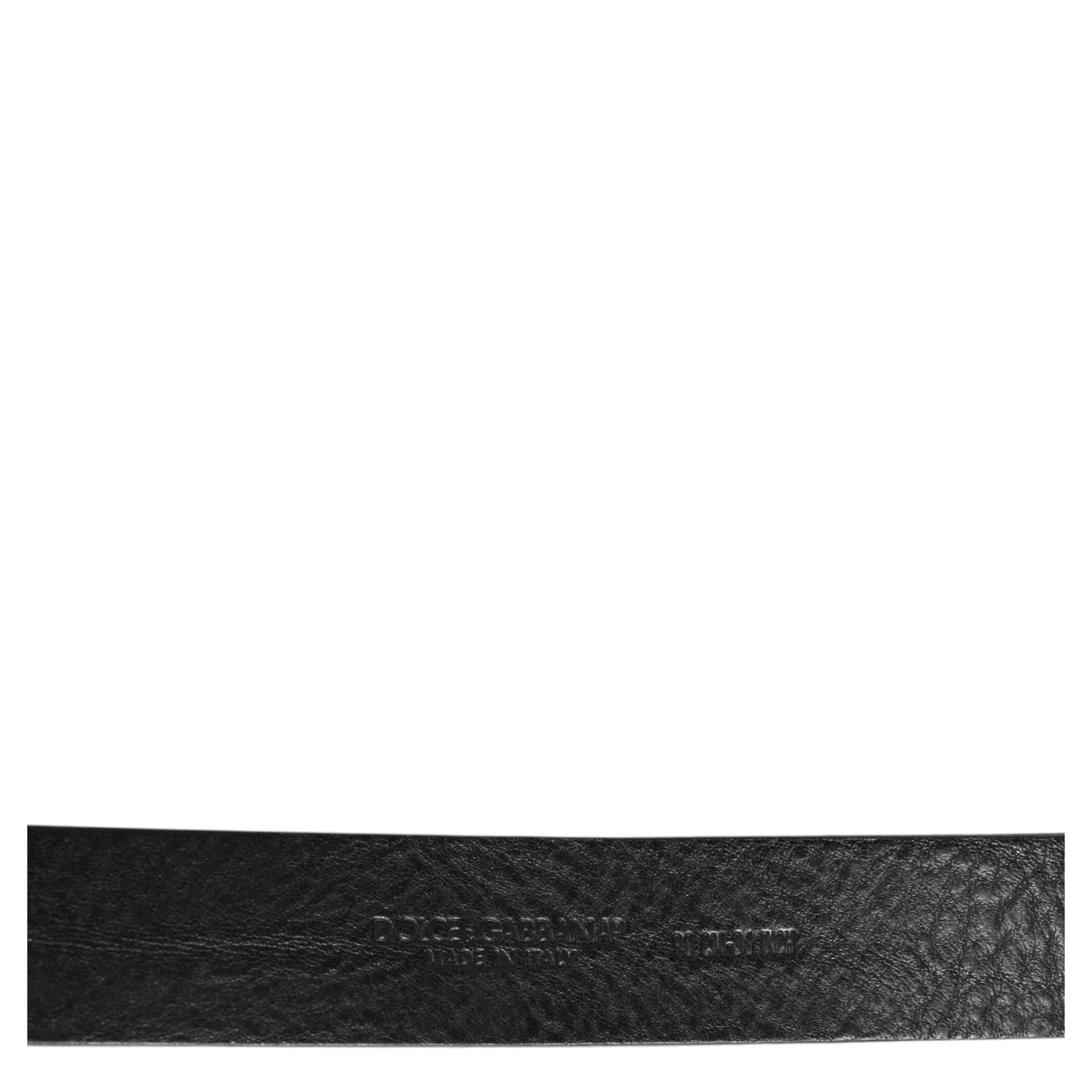 Black Leather Classic Metal Logo Buckle Belt